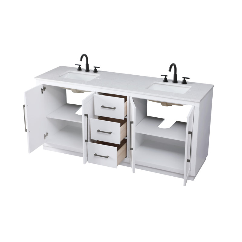 Meuble-lavabo double 72 po, Blanc, 72"