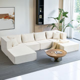 140" Oversized Modular Sectional Sofa,6-Piece Convertible U Shaped Sleeper Sofa With High Density Memory Foam, 6 Seater Free Combination Compression For Living Room