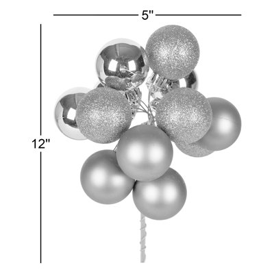 12" Ball Ornament Christmas Pick