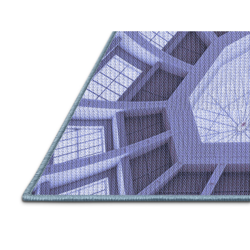 Tapis 100% à motifs lavables à la machine 2989 BLU, Rectangle 2 pi x 4 pi