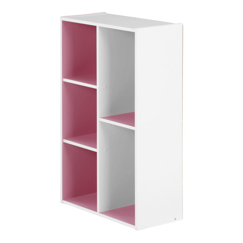 Kaidence 5-Cube Reversible Open Shelf Bookcase, White/Pink