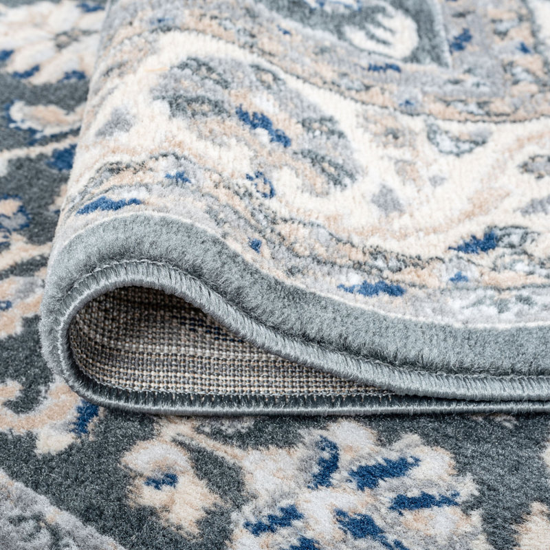 Tapis oriental gris Brette, Rond 7 pi 10 po
