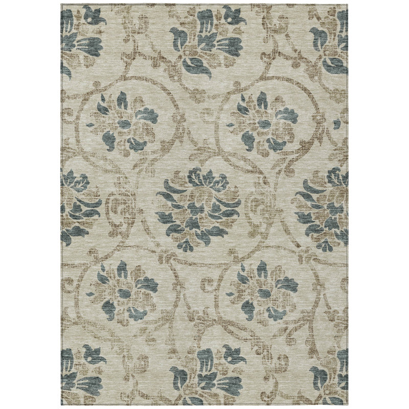 Sundri Floral Indoor / Outdoor Rug, Rectangle 3' x 5'