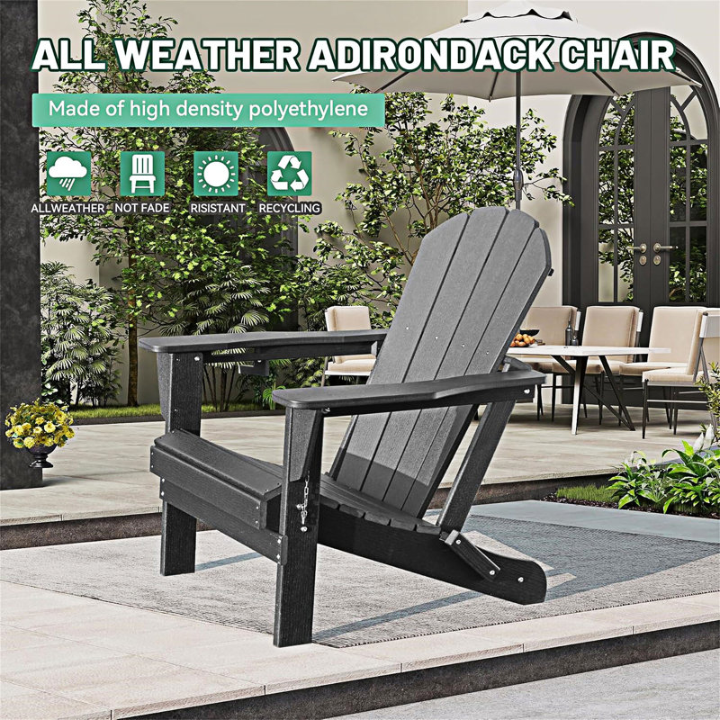 Chaise Adirondack pliante pour l'extérieur, Gris