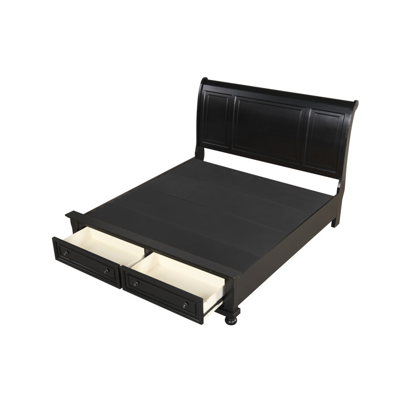 Tudor Sleigh Storage Bed, King, Black