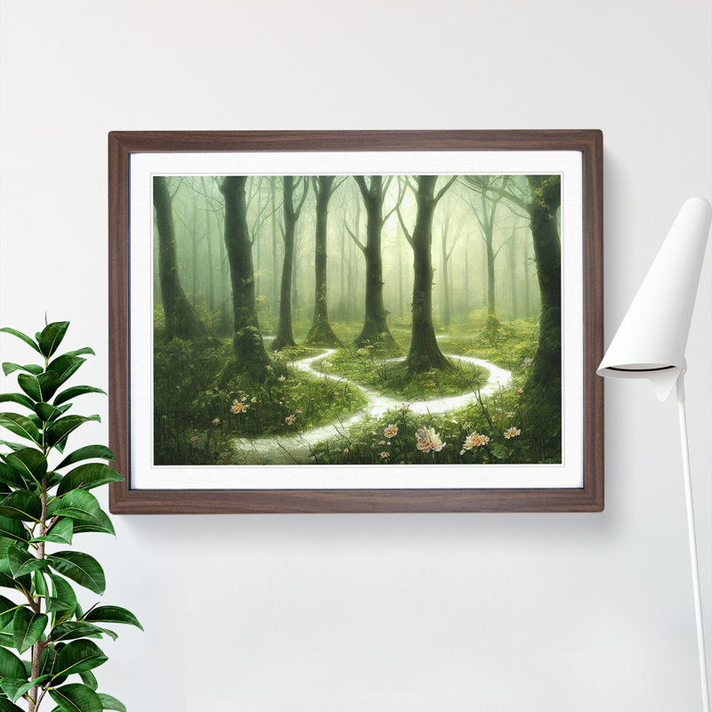 Fanciful Spring Forest - Single Picture Frame Painting, Walnut, 46cm H x 64cm W x 2cm D