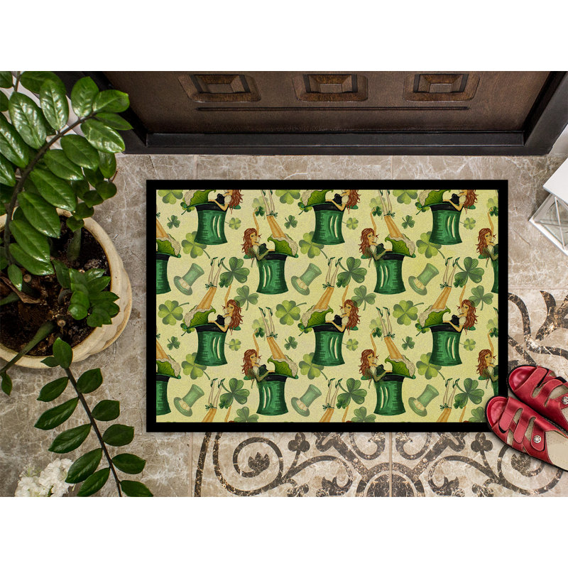 Tapis d'entrée antidérapant Adrienn St Patrick's Day, Rectangle 2 pi x 3 pi