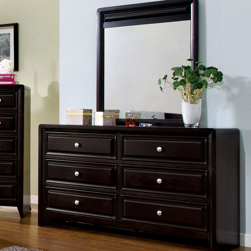 Commode double 6 tiroirs avec miroir Cynitria