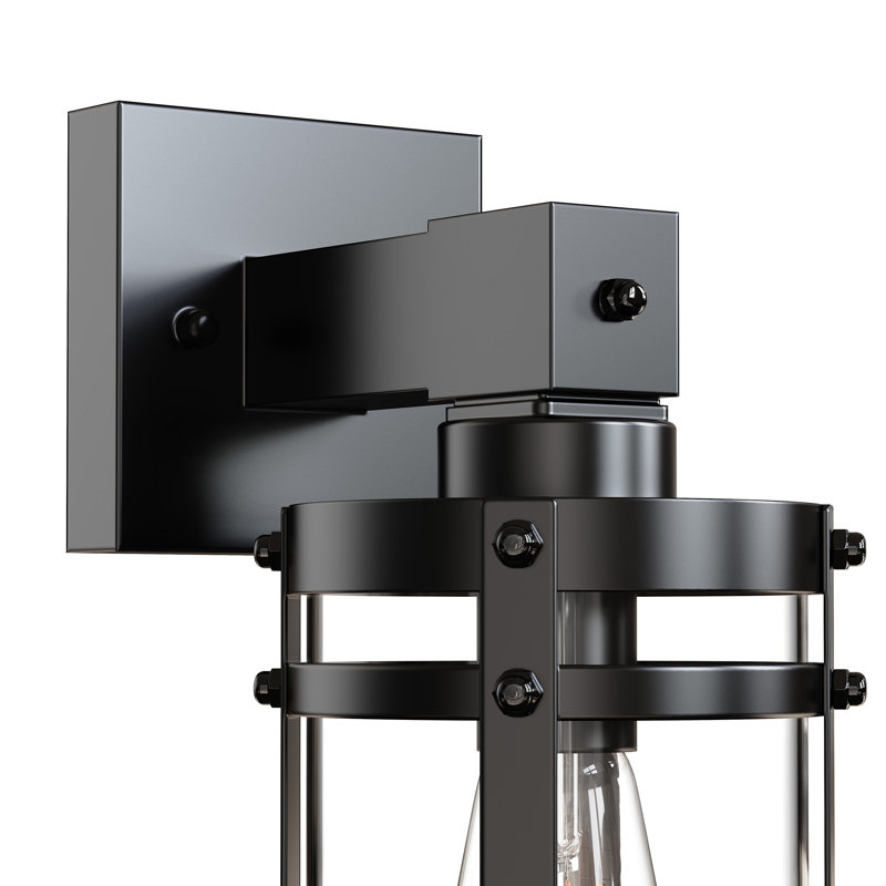 1 - Light Swing Arm with Glass Shade, Black