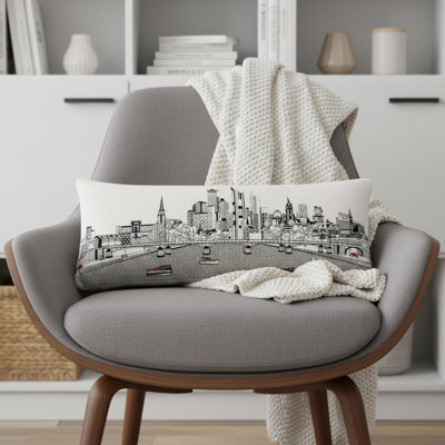 Coussin noir noir Frankfort Nighttime Skyline