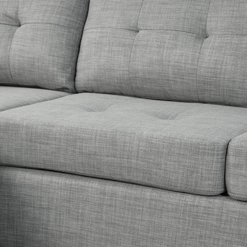 Canapé modulaire en U avec repose-pieds Jessaca, Lin gris