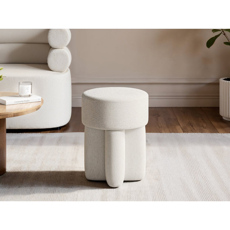 Astrid Fabric Pouffe Beige, Beige