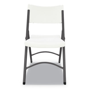 Chaise pliante en résine moulée de qualité supérieure, siège blanc, dossier blanc, base gris foncé