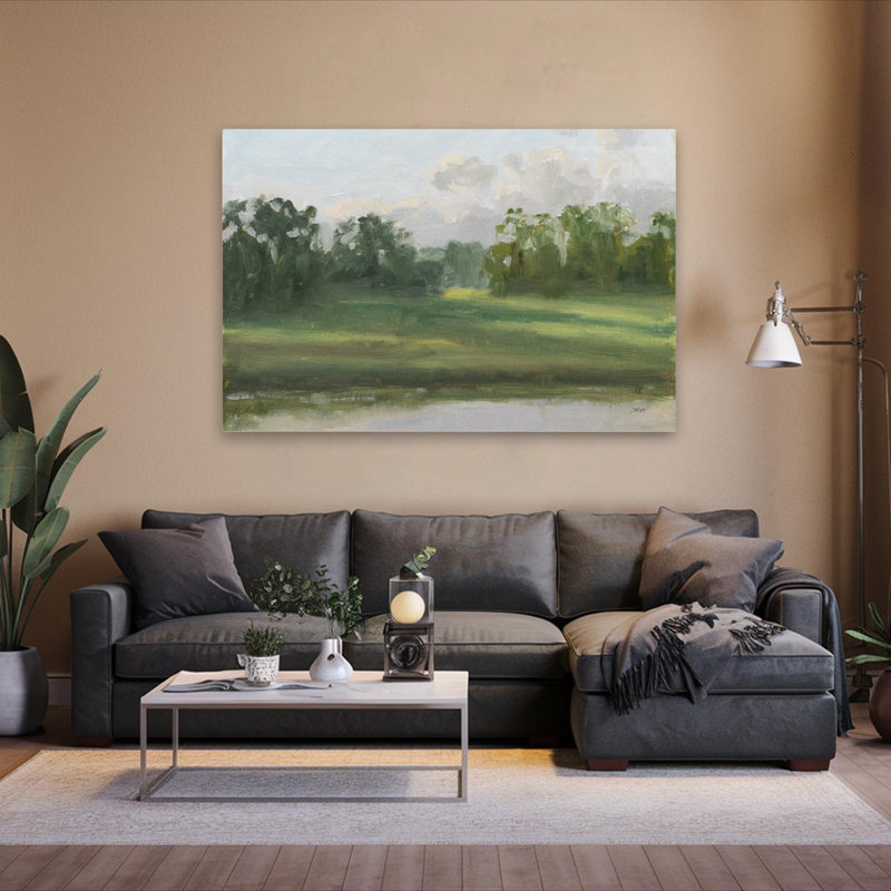 Premier nuage bleu-gris contemporain contemporain, H 60 po x l 40 po