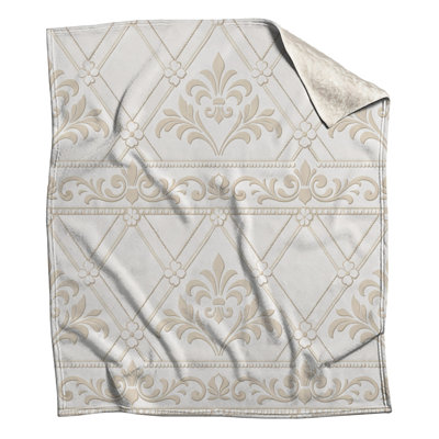 Couvertures damassées à motif floral beige