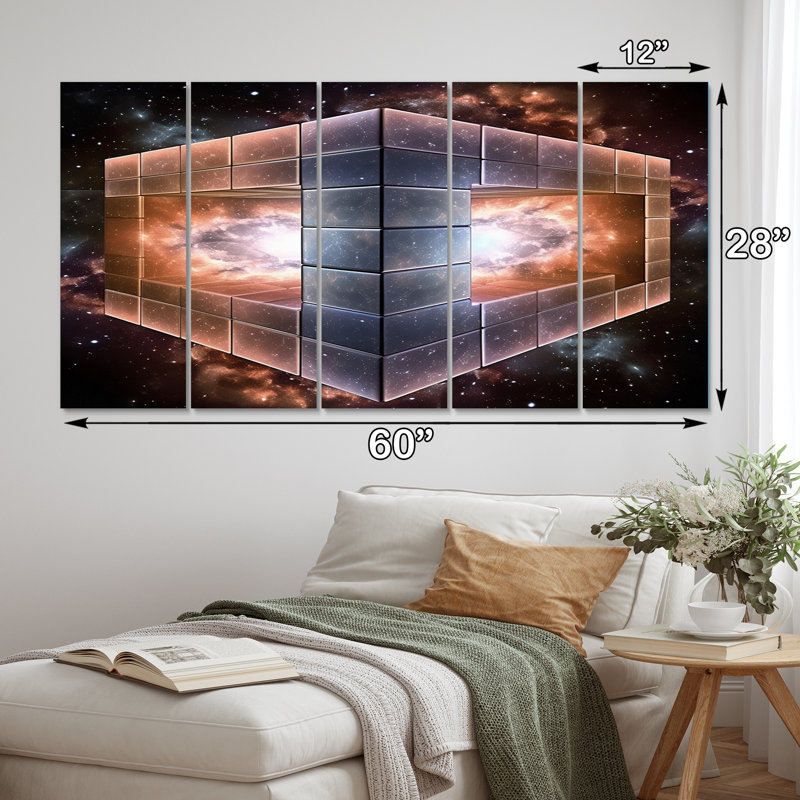 «Block Universe Theory Space Galaxy I», reproduction d'art sur toile - 5 panneaux égaux