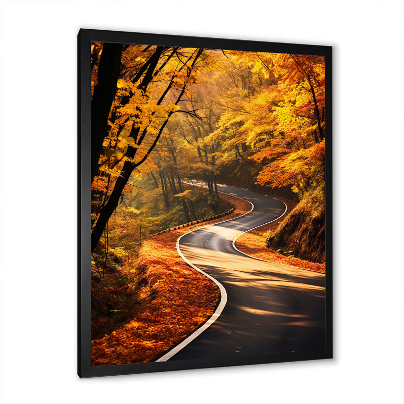 Orange orange, route d'automne, Black Picture Framed, 20" H x 12" W