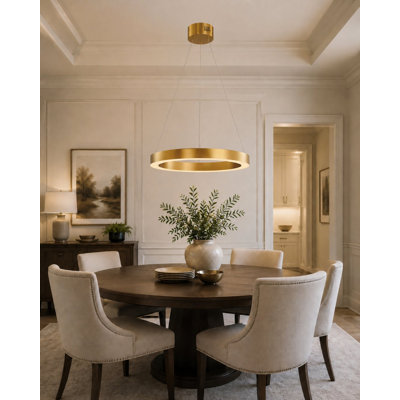 Transitional Gold LED Halo Chandelier