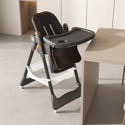 Chaise haute réglable pour 6 mois à années, avec structure en acier renforcé, base en pointe, plateau double couche amovible, 5 réglages de hauteur et conception ergonomique