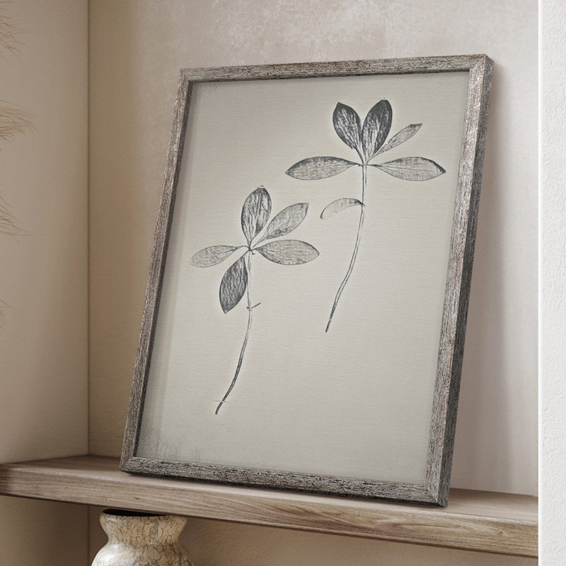 Impression florale vintage encadrée CCXII - bois massif, H 15 po x l 12 po