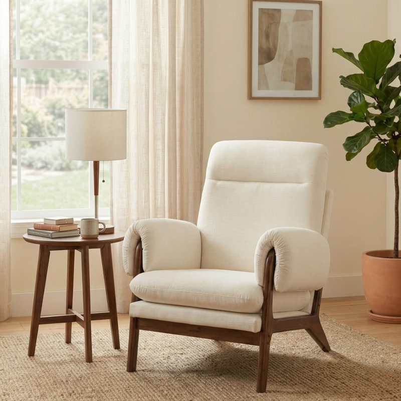 Chaise d'appoint transitionnelle traditionnelle rembourrée, Beige