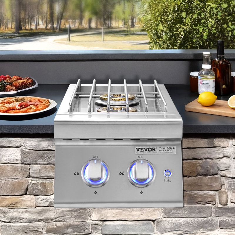 Brûleurs latéraux à double gril pour l'extérieur au gaz propane et naturel 2 x 17 000 BTU