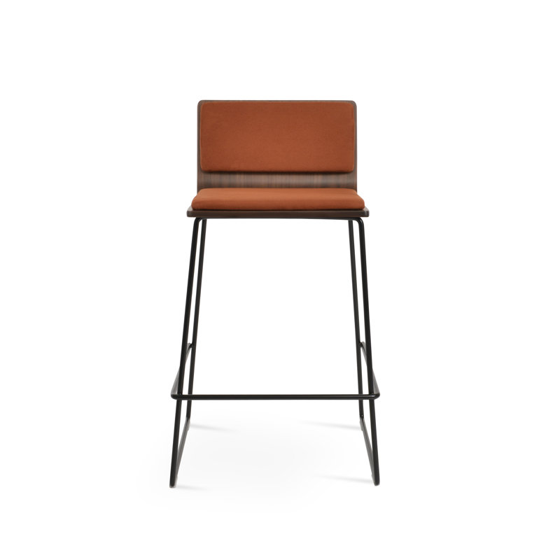 Corona HB Wire Stools, Black, Cognac Fabric, Counter Stool (24" Seat Height)