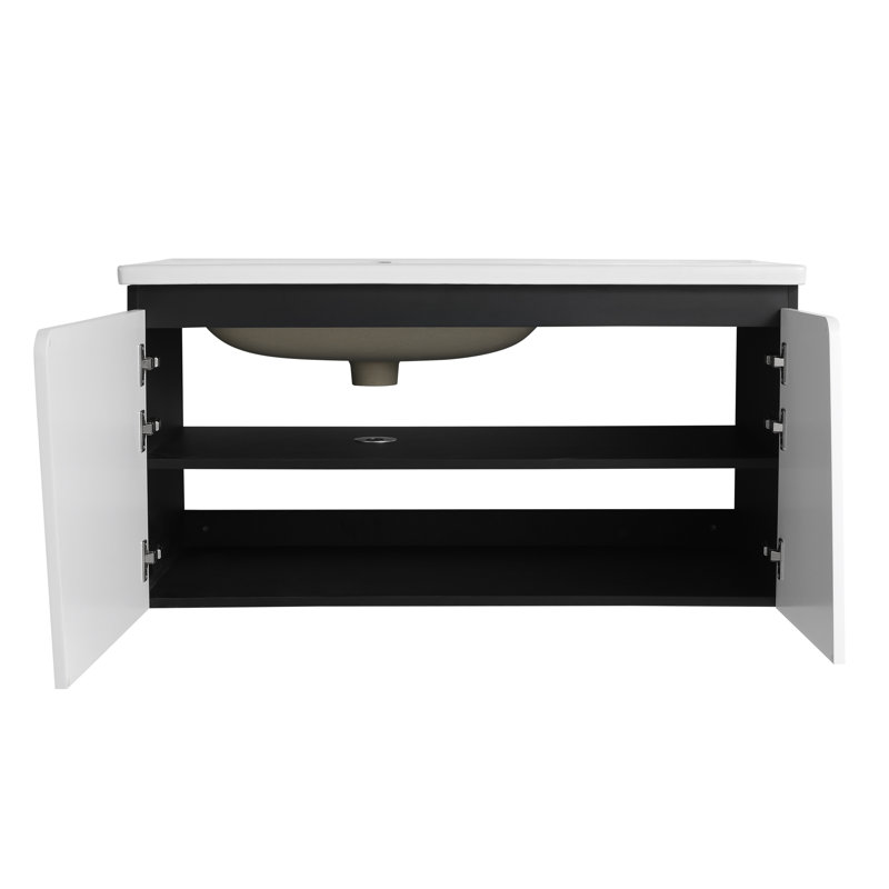 Ensemble de meuble-lavabo mural simple 40 po Alfano