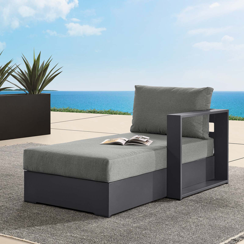 Modway Tahoe Outdoor Patio Powder-Coated Aluminum Modular Right-Facing Chaise Lounge, Charcoal