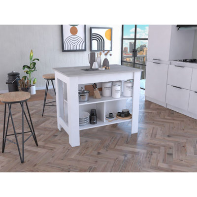 Cala 3-Shelf Wooden Kitchen Island