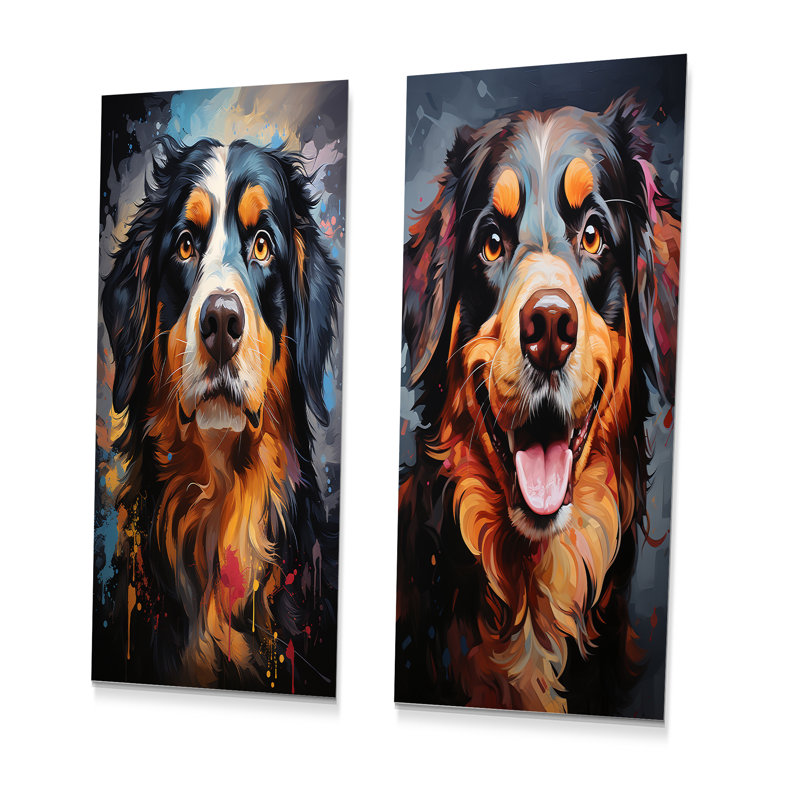 Bernese Mountain Majesty - ensemble de 2 décorations murales chien en métal, H 28 po x l 24 po