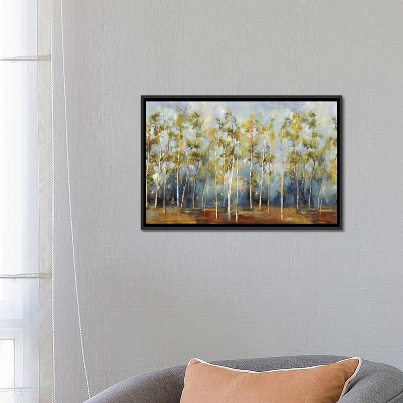 «Indigo Forest», reproduction d'impression sur toile, H 32 po x l 48 po x P 1,5 po, Toile avec cadre noir, Pas de tapis
