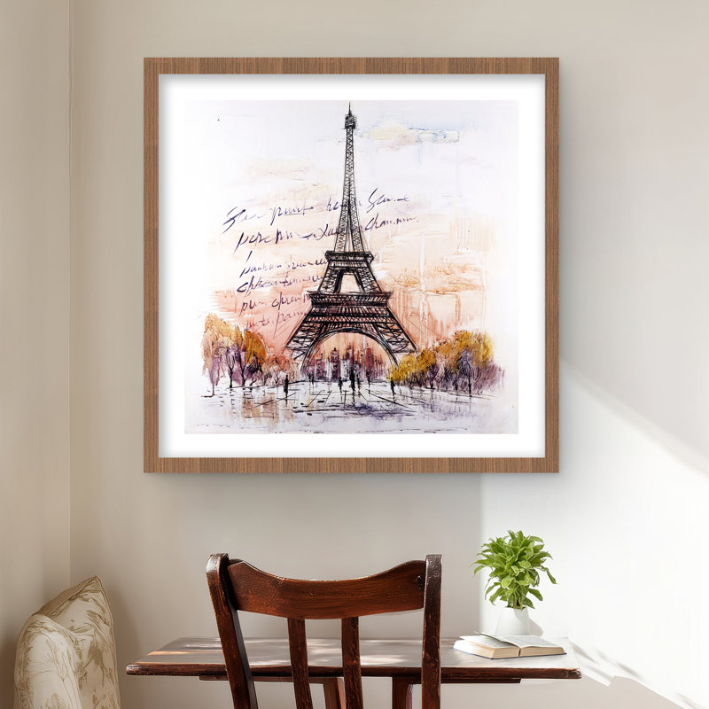 Croquis de la Tour Eiffel, reproduction de bâtiment orange