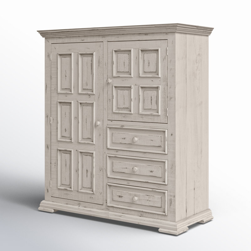 Commode pour homme 3 tiroirs, 2 portes Roseland, Blanc