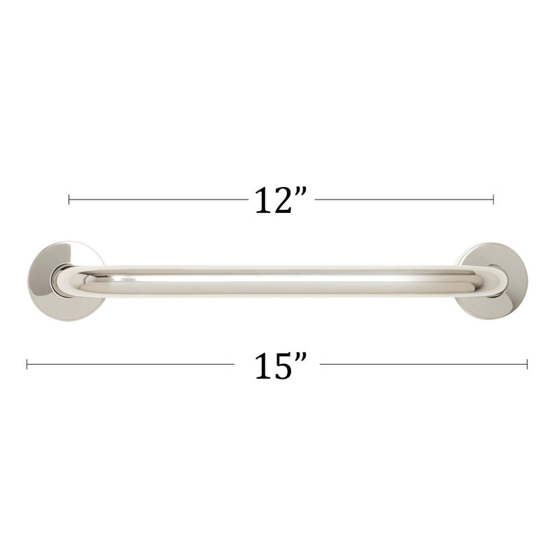 Straight Bathroom Safety Grab Bar, 12" W, Polished
