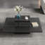 Table basse carrée avec plateau en verre et tablettes-2130184355