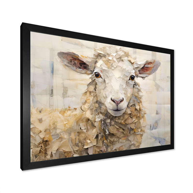 Moutons abstraits broutant II, H 24 po x l 32 po x P 1 po, Cadre simple noir