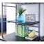 Finition du lit simple échelle complète de style contemporain en métal avec tablettes sous le lit et poste de travail avec garde-corps-1268746663