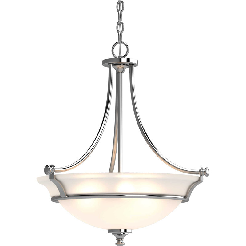 Luminaire suspendu d'intérieur en chrome 3 lumières avec bol en verre givré Tes