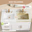54 po X P 22 po D Comptoir de salle de bain rectangulaire en pierre d'ingénierie blanche Carrara avec double lavabo en céramique Dosseret H