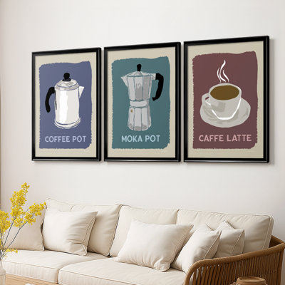 Modern Coffee I - Toile tendue avec châssis sur mesure - 3 pièces