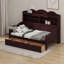 Lit de jour simple avec tiroirs de rangement, structure de lit simple en bois robuste avec étagère de tête de lit de rangement, style rétro-2123115617