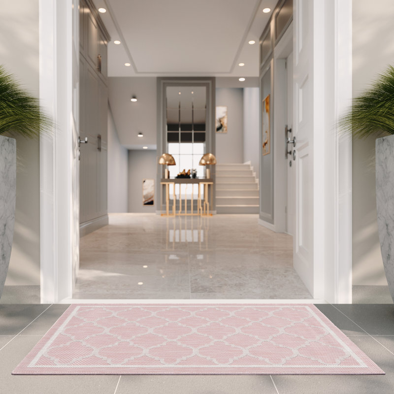 Tapis d'intérieur / extérieur à motif géométrique Brinnley, Rectangle 2 pi x 3 pi 7 po