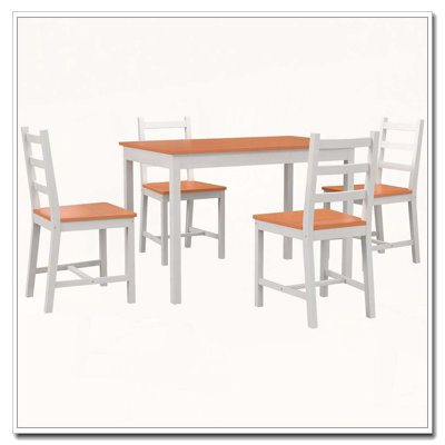 Modern Solid Wood Dining Table and Chairs Set with Smooth Surface