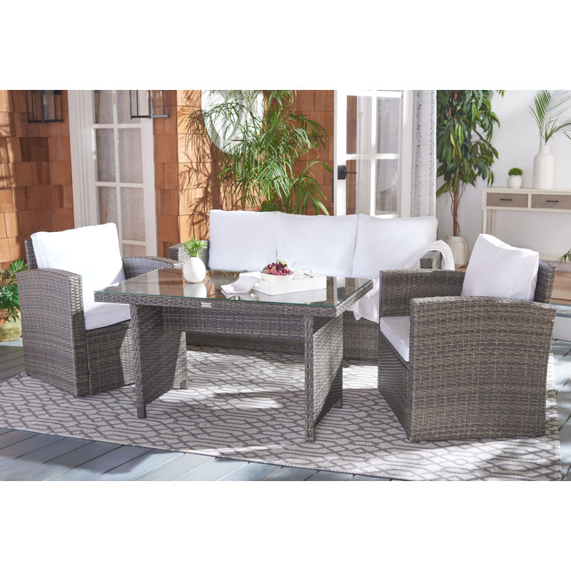 Ensemble de salle à manger rectangulaire avec coussins 26,8 po pour 5 personnes Curstin, Gris brun