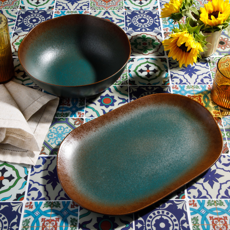 Bloomhouse Palermo Sun Serving Dish, Agave Blue