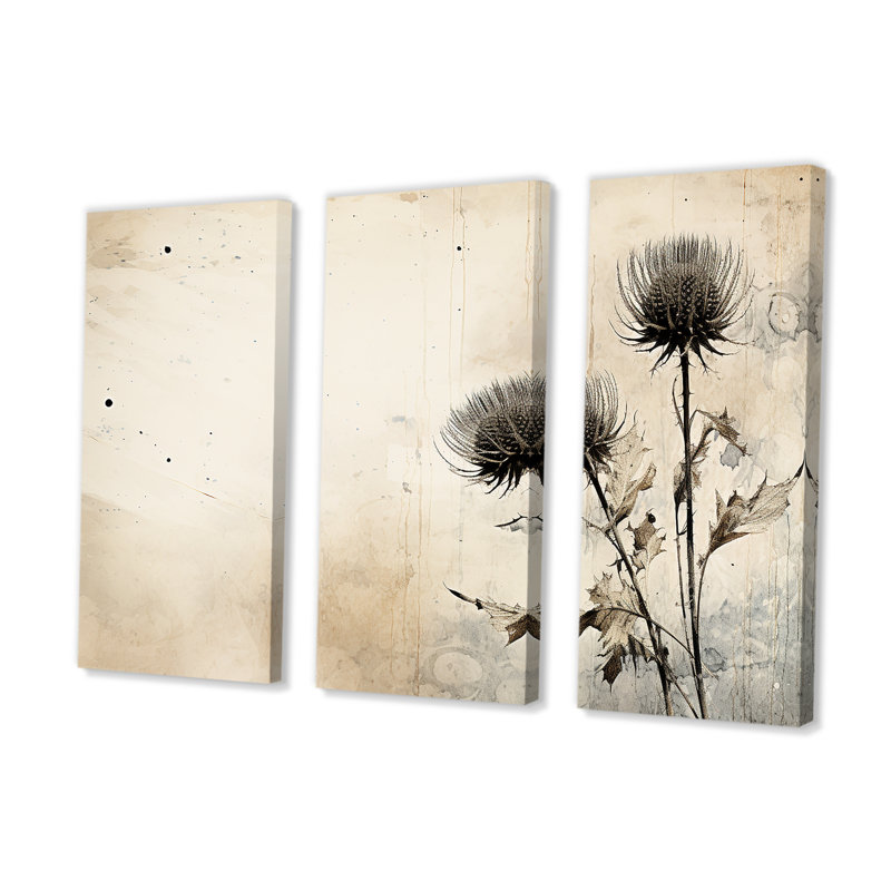 Minimalisme chardon - ensemble d'art mural sur toile Thistle, H 32 po x l 48 po x P 1 po