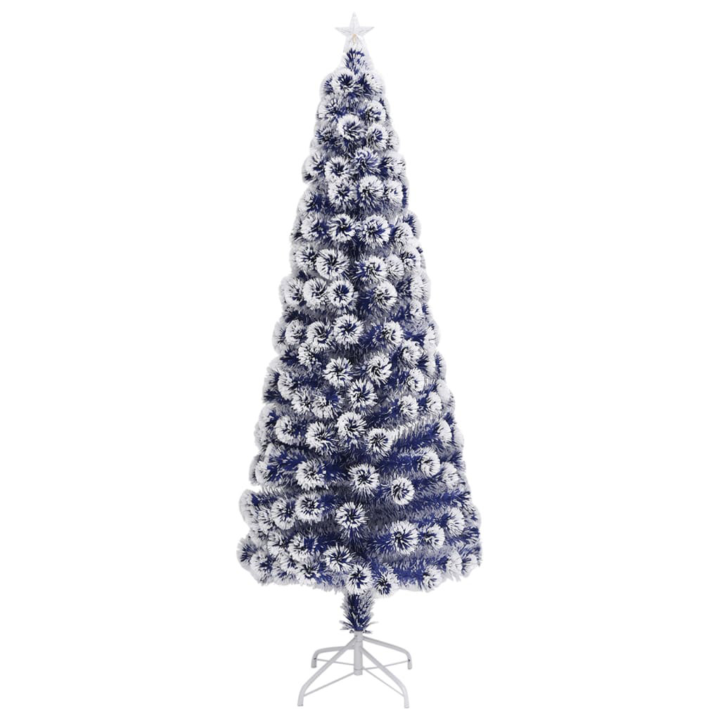 Künstlicher Weihnachtsbaum 64 cm Weiß/Blau mit LED-Leuchten, Kunstschnee und Kugeln