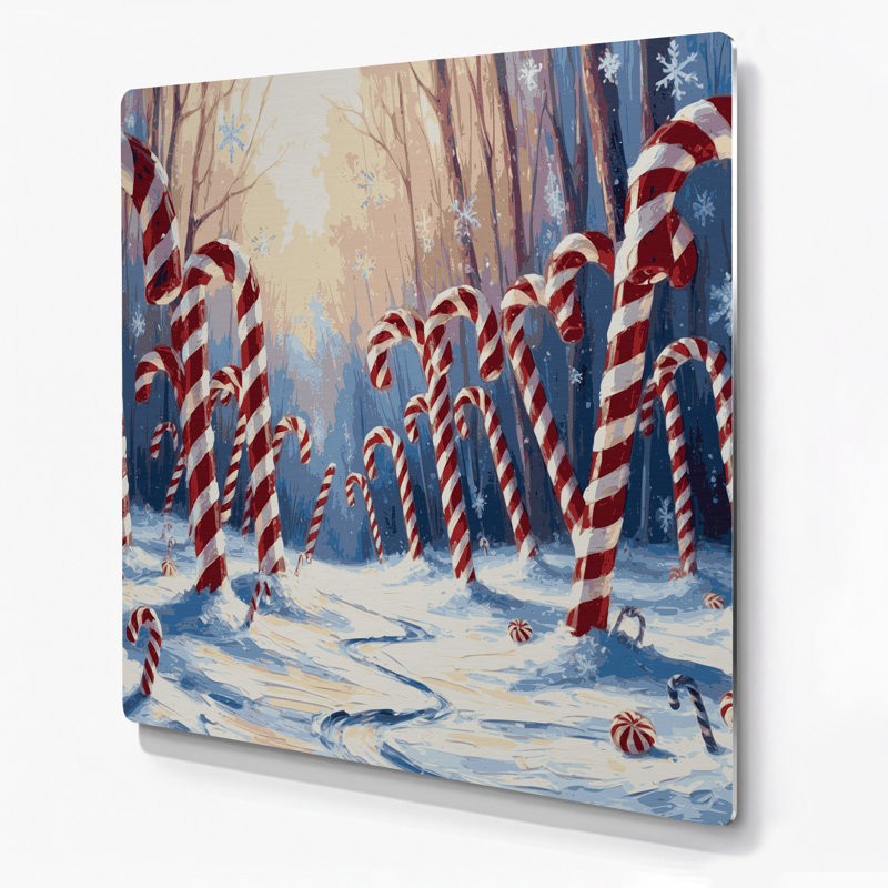 Art mural gris de Noël en forme de forêt de canne à sucre, H 32 po x l 32 po