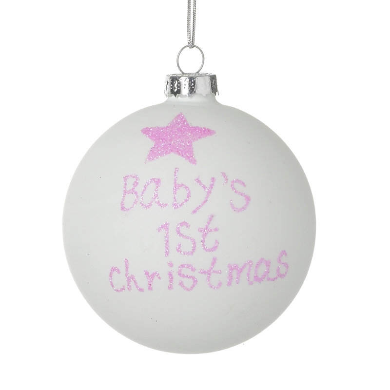 9cm Glass Bauble, Pink
